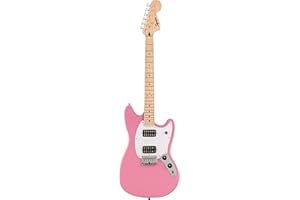 Squier by Fender - Guitarra eléctrica Mustang HH, diapasón de arce, golpeador blanco, rosa flash, Incluye cursos virtuales gratuitos en Fender Play