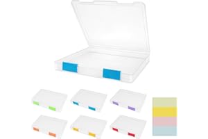 Pechor 6 Pcs A4 File Box Clear Plastic File Storage Box Paper Plastic Organizer Board Game Storage Scrapbook Paper Storage File Holder with Buckle and Sticker Labels, Colorful