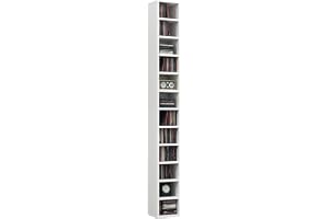 HOMCOM CD- och DVD-förvaring, förvaringshylla, förvaringsskåp med 12 fack, maximal kapacitet. 204 CD-skivor, 21 x 20 x 175 cm
