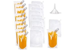 ABSOK Juego de Bolsas de Agua de Plástico Transparente (20 Unidades) Con Embudo para Vino, Camping, Viajes, Festivales, Fiestas (250 ml)