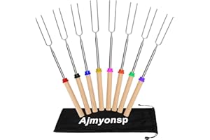 Ajmyonsp Marshmallow Roasting Sticks Smores Stick for Fire Pit - Hot Dog Campfire Skewers Mashmellow Camping 32" Long Extendable Forks 5 Pack