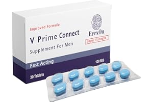 Erexon - V Prime Connect - 30 Blue Pills for Men | Men's Vitality Support | 100mg Herbal Supplements for High Performance & Strong Enhancement | Ginseng Maca