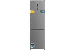 Cecotec Frigorífico Combi 335L No Frost Bolero CoolMarket Combi 335 Inox E. Altura 195,3cm y 59,5cm Ancho, Compresor Inverter Plus, Bajo Consumo, Estantes de Cristal, Cajón Control de Humedad, Inox
