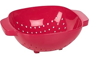 URBN-CHEF Plastic Colander Sieve Mesh Food Pasta Rice Veg Washing Strainer Kitchen Basket (Fuschia)