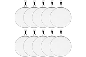 Milisten 20pcs Pendant Trays Kit Round Bezel Blanks Trays Pendant Cabochon Settings for DIY Crafting Photo Jewelry Making Silver 25mm