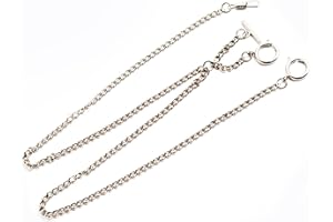 Montesy Men Double Albert Chain Pocket Watch Curb Link Antique T-Bar Watch Chain for Pocket Watch Keys Pendants