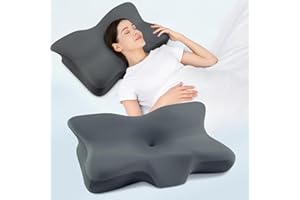 DONAMA Memory Foam Pillow,Neck Support Pillow for Neck and Shoulder Pain Relief,Ergonomic Pillow for Side Back Stomach Sleepers with Washable Pillowcase(Dark Grey)
