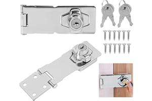 Lyaor 2 Pezzi Chiusura Hasp Lucchetto Hasp 4 Pollici Cassetto Armadio Serrature Hasp Cromato Chiavistello Lucchetto con Viti e Chiavi Serratura in Metallo per Porte Mobili Cassetti Armadietti Postale