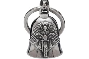 IOURVYA Clochette Moto Guardian Ride Bell, Guardian Bell Acier Inoxydable Argent, Acier Inoxydable Moto en Forme d'ange Gardien à Suspendre, Angel Biker Guardian Gremlin Bell, Moto Cyclisme, Vélos