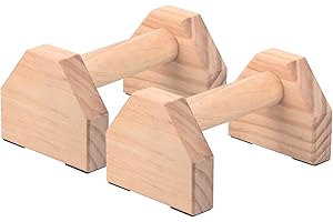 FASPUP Wooden Parallettes, Solid Pushup Bars Stands Non-slip Rubber Feet Handstand Bars Calisthenics Equipment for Fitness, Gymnastics