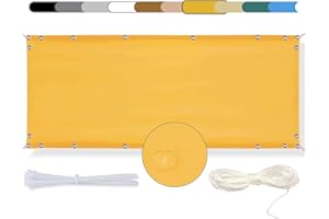 MEEYI Frangi-Vista, Frangi-Vista Giardino 65x900cm Telo Frangivento per Balconi Impermeabile，per Balcone Giardino Terrazza,Viene Fornito, con Fascette per Cavi E Fune Occhielli Beige