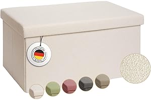 Laleni panca contenitore grande - panca camera da letto 76x38 cm - cassapanca contenitore da interno - panche contenitori - panca contenitore camera da letto - puff contenitore rettangolare - in beige