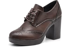 IF Fashion Scarpe da Donna Stringate Francesine Ricamo Tacco Grosso Pelle Sintetica IF146