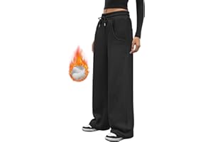 CMTOP Pantalon Jogging Femme Hiver Pantalons de Survêtement Coton Pantalon Polaire Chaud avec 4 Poches Pantalon de Sport Ample à Taille Elastique pour Training Running et Fitness