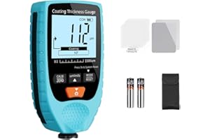 YGiTK Lackdickenmessgerät Schichtdickenmessgerät Fe & NFe, Digitales Dickenmessgerät für Autolack Auflösung 0.1um/0.01mil, Schichtdickenmessgerät für Stahl- und Aluminium-Basismetall 0-1500μm