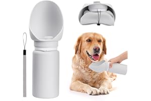 FIDWALL Butelka do picia dla psa, 550 ml, przenośna butelka na wodę dla psów, zwierząt domowych, na spacery, wędrówki, podróże (szara)