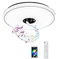 Razuvious LED Music Ceiling Light with Bluetooth Speaker,36W RGB Brightness Dimmable Color Changing LED Lamp with Smartphone APP and Remote Control for Smart Home Party Kids (A)