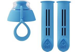 ‎DAFI DAFI Zestaw 2 filtry + nakrętka do butelki filtrującej DAFI Soft Kolor Niebiański - Wymienne filtry węglowe, Przyjazne dla środowiska, Usuwają smak i zapach chloru, bez BPA