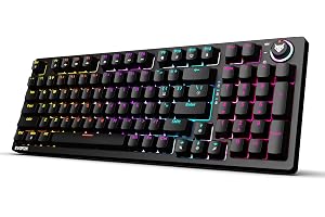 EvoFox Katana X2 FS Mechanical Gaming Keyboard | 3‑Pin Replaceable Clicky Blue Switches, Dynamic Backlighting, All Keys Anti‑Ghosting, Volume Knob, Copilot, Xbox Gamebar, Screenshot & More (Black)