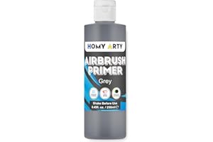 HOMY ARTY Airbrush Primer - Grau Acrylgrundierung für Airbrush, 250 ml schnelltrocknende, matte Grundierung, für Airbrush Farbe mit ausgezeichneter Haftung auf Kunststoffmodellen, Metall, Leinwand