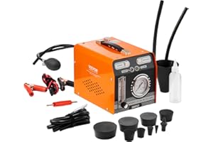 VEVOR Detector de Fugas de Humo para Automóviles, con Bomba de Aire Incorporada, Manómetro y Caudalímetro, Modo Dual para Pruebas de Vacío, Combustible y Tuberías, 273 x 176 x 197 mm, 19-23 PSI
