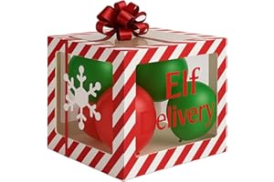 GENERIC Christmas Elf Arrival Balloon Box – Transparent Xmas Gift Box with 4 Red & Green Balloons + 6 Icons & 1 Glue Dot Sheet | Festive Decoration for Parties & Baby Showers By Dhanush Enterprise