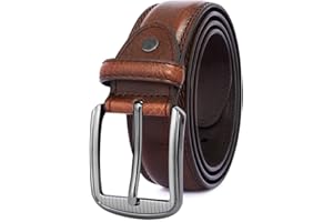GSG SINCE 1998 GSG Mens Genuine Leather Dress Belt Double Stitched Formal Mens Belts for Suits, Jeans, Uniform With Single Prong Buckle M22067