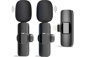AHYBZN Lavalier Mikrofone für iPhone iPad,Kabellose Clip-Mikrofone mit Geräuschunterdrückung für Videoaufnahmen,Interviews,Konferenzen,Podcasts
