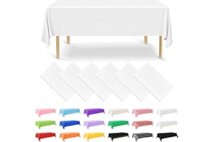 NACHLYNN 6 Stück Einweg Tischdecke 137 x 274 cm Weiß Rechteckige Tischabdeckung Wasserdicht Gartentischdecke für Festivals Party Hochzeiten Brautpartys Geburtstag Dekorationen