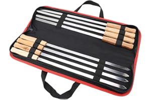 TOKISO Ensemble d'Outils de Barbecue - 8 Pièces Brochettes Plates Turques en Acier Inoxydable, Fourchette à Griller, Support de Maïs, Accessoires pour Kebab