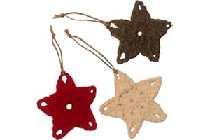 BUYVERSE Colgante Adorno Decorativo de Navidad de Crochet Hechos a Mano para el hogar, Estrellas de Navidad, 3 Unidades (Blanco, Rojo y Verde)
