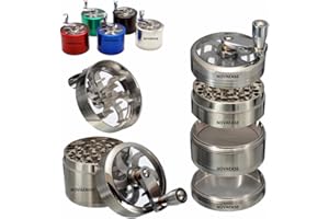 Novaease Grinder with Handle, Grinder for Dry Herb Portable Zinc Alloy Metal 40mm 4 Parts with Spinning Handle, Herb Grinders