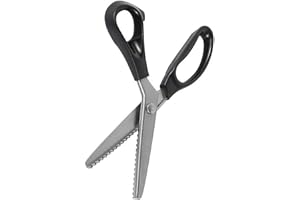 HABERCRAFTS Tijeras de tela para confección de vestidos Tijeras para hacer vestidos Tijeras de corte Zig Zag Patrón de costura serrada Tijeras de costura de acero inoxidable de precisión de 23 cm