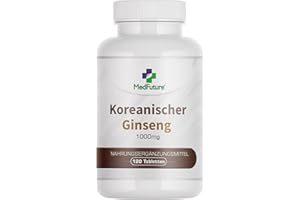 MEDFUTURE Ginseng Kapseln - 1000 mg Hochdosiert Panax Ginseng - 120 Tabletten Für Energie, Konzentration Und Wohlbefinden - Natürliche Nahrungsergänzung Für Vitalität Und Leistungsfähigkeit