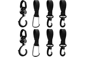 BORISCA 8 Piezas Ganchos Carro Bebe Enganche Carro Bebe Universal, 3 Estilos Degancho Carrito Bebe Gancho Para Colgar Cochecito Giratorios 360°，Mosqueton Carro Bebe Para Bolso Carro Bebe，Silla Bebe