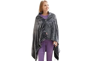 MODJUEGO Manta térmica eléctrica con carga USB, chal de felpa de terciopelo coral, capa cálida, 3 niveles de calor