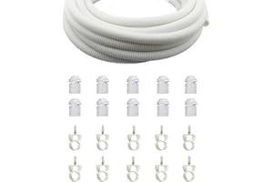 FLEX-IT FLEXIBLE CONDUIT 25mm Quality White Polypropylene Flexible Conduit Contractor Pack - 10 Meters, 10 Hinged Glands & 10 Locknuts - IP40 - LSOH - Internal 19.9mm (10 x Conduit Clips Included)