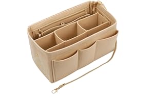 Nircho Handbag Organiser Insert, Multi-Pocket Felt Toiletry Bag Insert Storage Pouch Tote Bag Insert Large Capacity Women Travel Makeup Organizer Tote Bag Insert, Beige