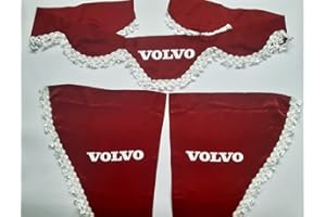 VNVIS Set 3 Rideaux décoratifs en Peluche avec Pompons Blancs pour camions Volvo (Rouge)