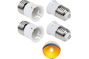 EDKSEGJCSOUS E27 to B22 Lamp Socket Adapter (4 Pack) Screw to Bayonet Bulb Adaptor Converter for LED Halogen Edison Bulbs, CE Certified, Safe and Durable, Easy Installation, Flame Resistant Material