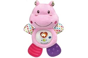 VTech-Baby HIPO mordedor Hipopótamo de peluche musical y sonajero que ayuda a calmar y aliviar a tu bebe con tiernas frases, canciones y melodías, Color Rosa (3480-502557), versión ESP
