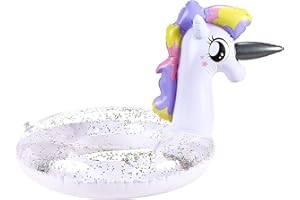 JUNBAOYYDS Bouée Licorne, Licorne Anneau de Natation, Flotteur de Piscine Gonflable avec Paillettes, Unicorn pour Adultes et Enfants Bouée d'été Eau Jouet