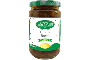VALLE DEL CRATI ECCELLENZE GASTRONOMICHE DAL 1998 Valle del Crati Funghi Rositi | Funghi Sottolio Speziati | Ideale Condimento per Antipasti, Pizza, Focacce, Carne, Contorni | Vasetto 280 gr