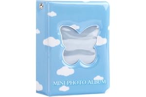 RUNRAYAY 3 Pouces Photocard Album Kpop Mini Classeur Photo, Bleu Papillon Creux Photocard Id Holder pour Carte de Visite Photocard Holder, 40 Poches