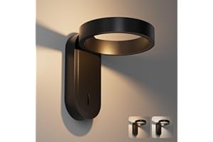 Klighten Lampa ścienna LED do wnętrz, lampa ścienna 3000K/4000K, regulowana lampa wewnętrzna 330°, z przełącznikiem, do sypialni, salonu, na schody, ciepłe / naturalne światło, czarna, aluminium, 5 W