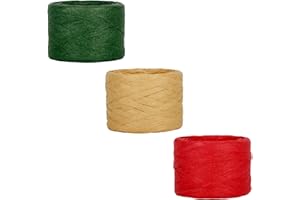 YAAVAAW 3 Rollos Cinta Rafia 50m X3 Colores, Papel De Rafia Mate, Cinta De Embalaje, Embalaje De Regalo Manualidades Decoración De Navidad Navidad, Envolver Regalos Fiesta