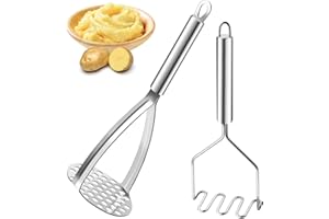 HUDDU 2 Stück Kartoffelstampfer Edelstahl Lang 27,5 cm, Kartoffel Stampfer Handstampfer Küchenstampfer Spülmaschinenfest Gemüsestampfer für Kartoffel, Obstsäfte, Gemüsebrei, Püree