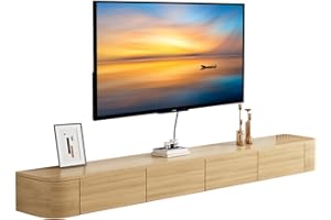 MWIDCIEW Mobile TV Sospeso Soggiorno Moderni Opzione da 120-300 cm Preassemblata Mobiletto Porta TV Legno con Cassetti Mobili Televisione da Parete Camera da Letto o Sala di, 180 cm
