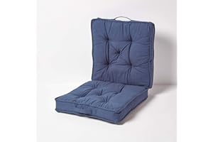 HOMESCAPES Navy Blue Travel Booster Cushion Large Firm 50 cm Square Seat Pad and Backrest Thick Soft Dark Blue Cotton Supportive Car Cushion For The Elderly, Post-Operative and Lumbar Support