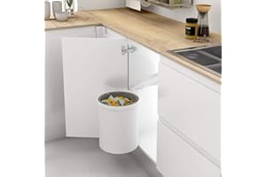 MENAGE CONFORT Menage and Confort 00048 Cubo de basura redondo y giratorio, Para armario de cocina, 13L, Blanco, 35.5 x 27.7 x 27.7 cm